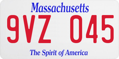 MA license plate 9VZ045