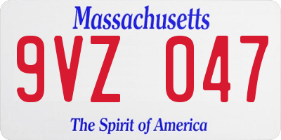 MA license plate 9VZ047