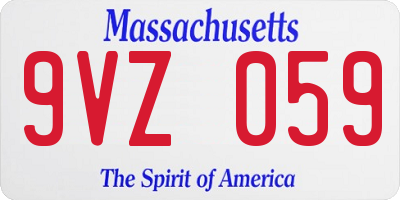 MA license plate 9VZ059