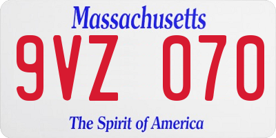 MA license plate 9VZ070