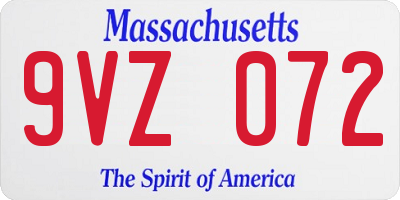 MA license plate 9VZ072