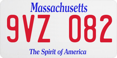 MA license plate 9VZ082