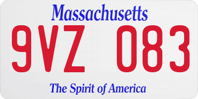 MA license plate 9VZ083