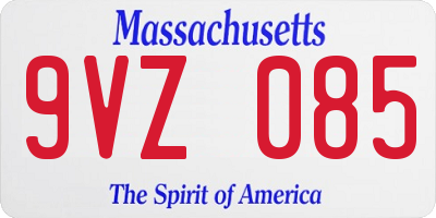 MA license plate 9VZ085
