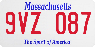 MA license plate 9VZ087