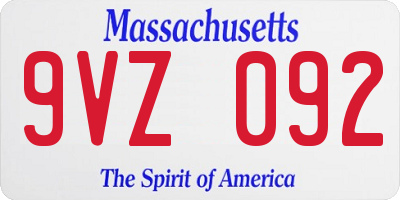 MA license plate 9VZ092