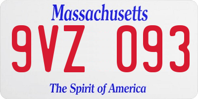MA license plate 9VZ093