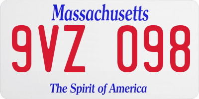 MA license plate 9VZ098