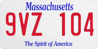 MA license plate 9VZ104