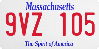 MA license plate 9VZ105