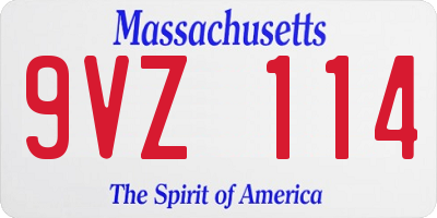 MA license plate 9VZ114