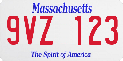 MA license plate 9VZ123