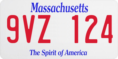 MA license plate 9VZ124
