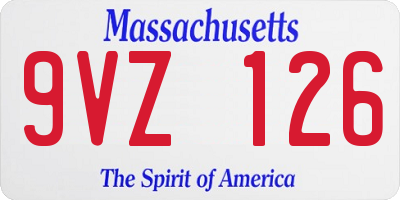 MA license plate 9VZ126