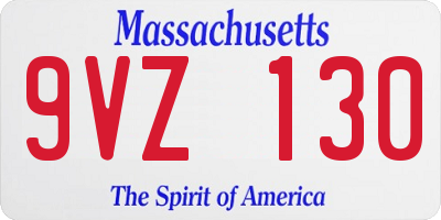 MA license plate 9VZ130