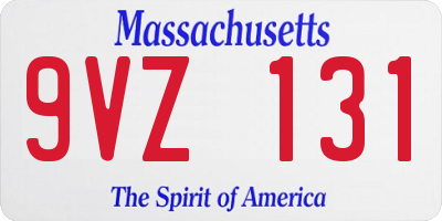 MA license plate 9VZ131