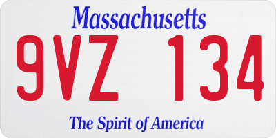 MA license plate 9VZ134