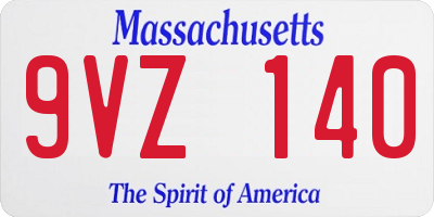MA license plate 9VZ140