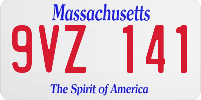 MA license plate 9VZ141