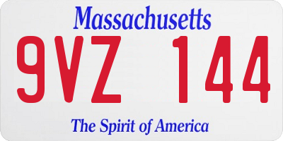 MA license plate 9VZ144