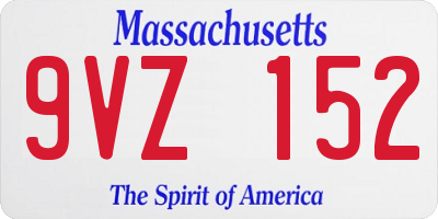 MA license plate 9VZ152