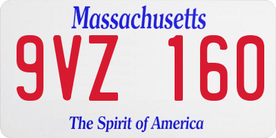 MA license plate 9VZ160