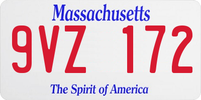 MA license plate 9VZ172