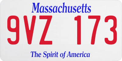 MA license plate 9VZ173