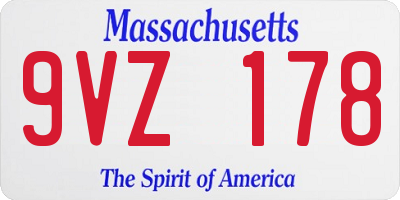 MA license plate 9VZ178