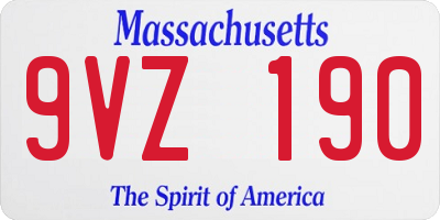 MA license plate 9VZ190