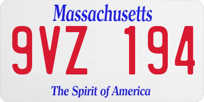 MA license plate 9VZ194