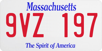 MA license plate 9VZ197