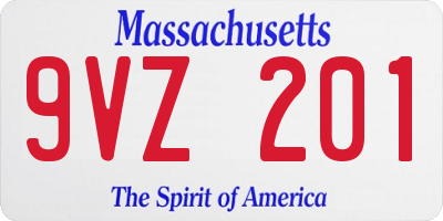 MA license plate 9VZ201