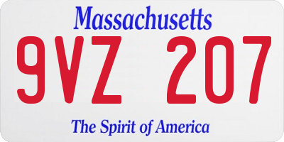 MA license plate 9VZ207