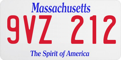 MA license plate 9VZ212