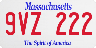 MA license plate 9VZ222