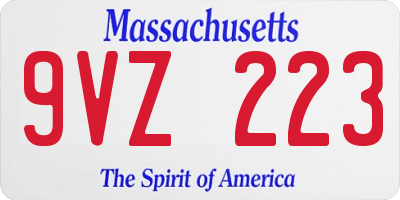 MA license plate 9VZ223