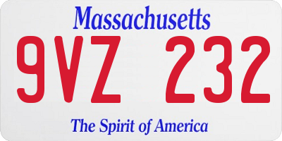 MA license plate 9VZ232