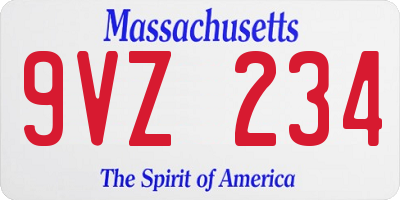 MA license plate 9VZ234