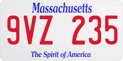MA license plate 9VZ235