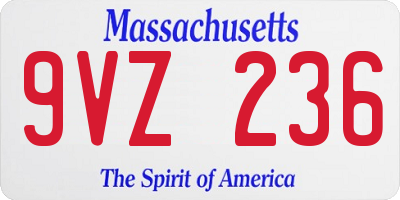 MA license plate 9VZ236