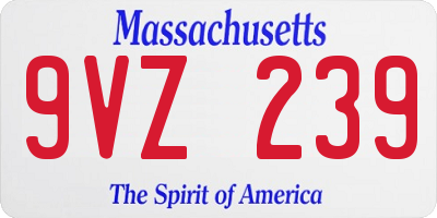 MA license plate 9VZ239