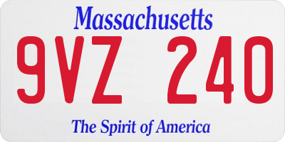MA license plate 9VZ240