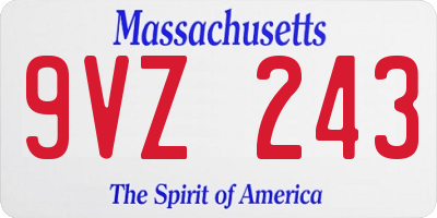 MA license plate 9VZ243