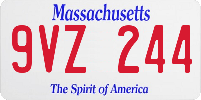MA license plate 9VZ244
