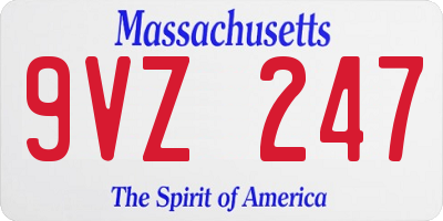 MA license plate 9VZ247