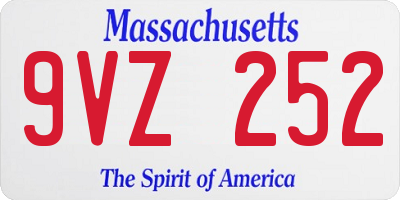 MA license plate 9VZ252