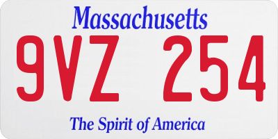 MA license plate 9VZ254
