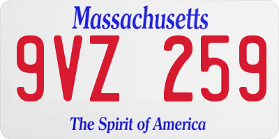 MA license plate 9VZ259