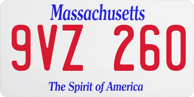 MA license plate 9VZ260